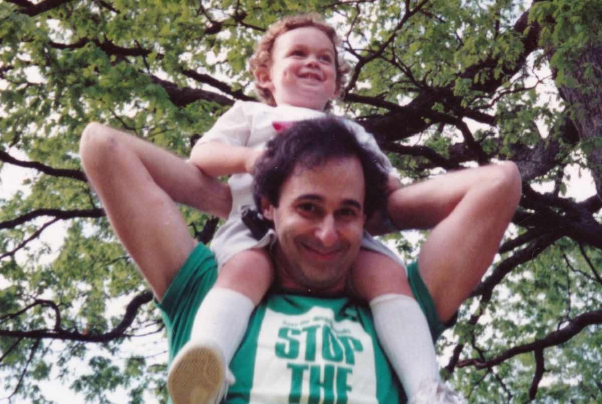 Jon on his father's shoulders